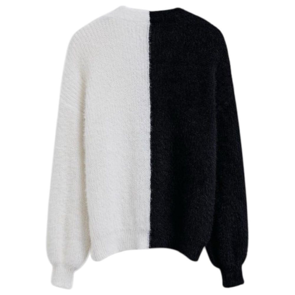 Black & White Contrast Button-Front V-Neck Cardigan NEW - Woven Right - Picture 10 of 13